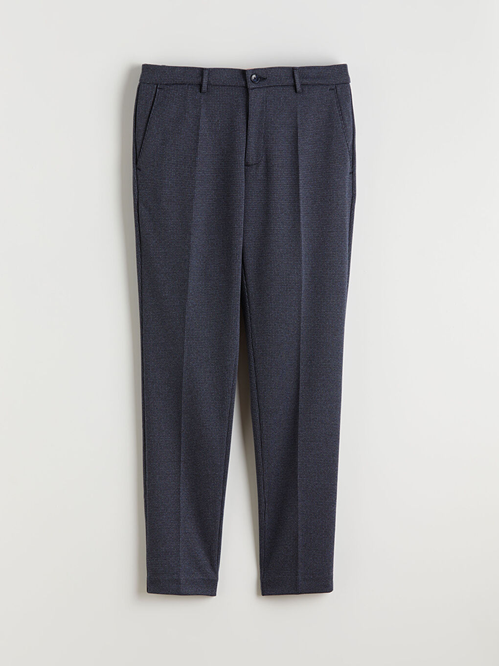 Lacivert Slim Fit Ekose Erkek Pantolon-4