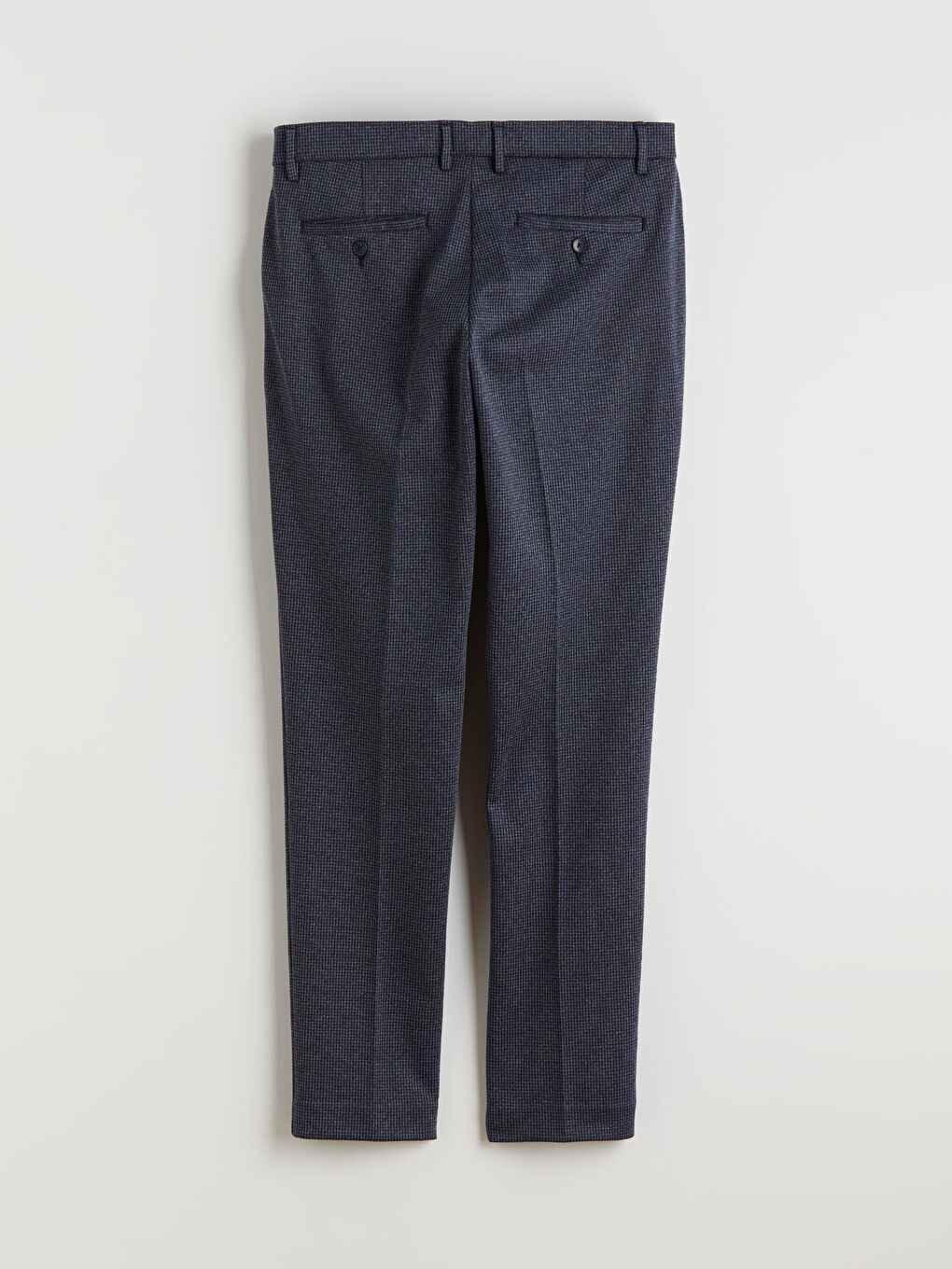 Lacivert Slim Fit Ekose Erkek Pantolon-5