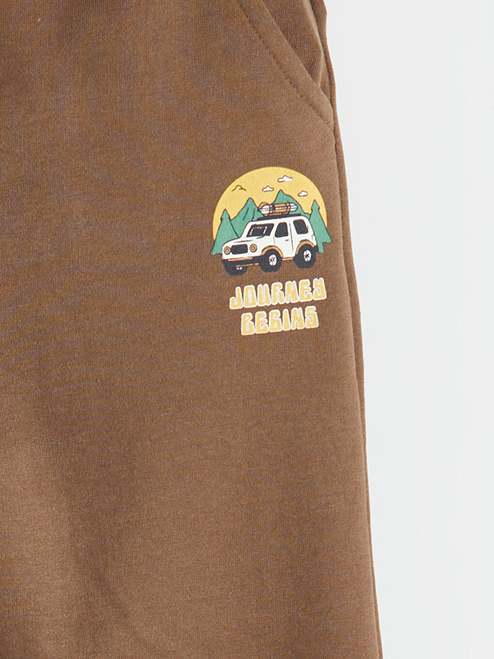 Kahverengi Beli Lastikli Erkek Çocuk Jogger Eşofman Altı-1