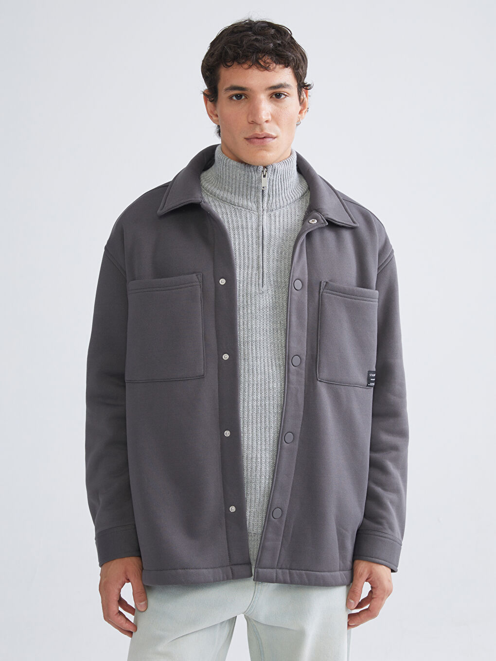 Antrasit Rahat Kalıp Erkek Gömlek Ceket