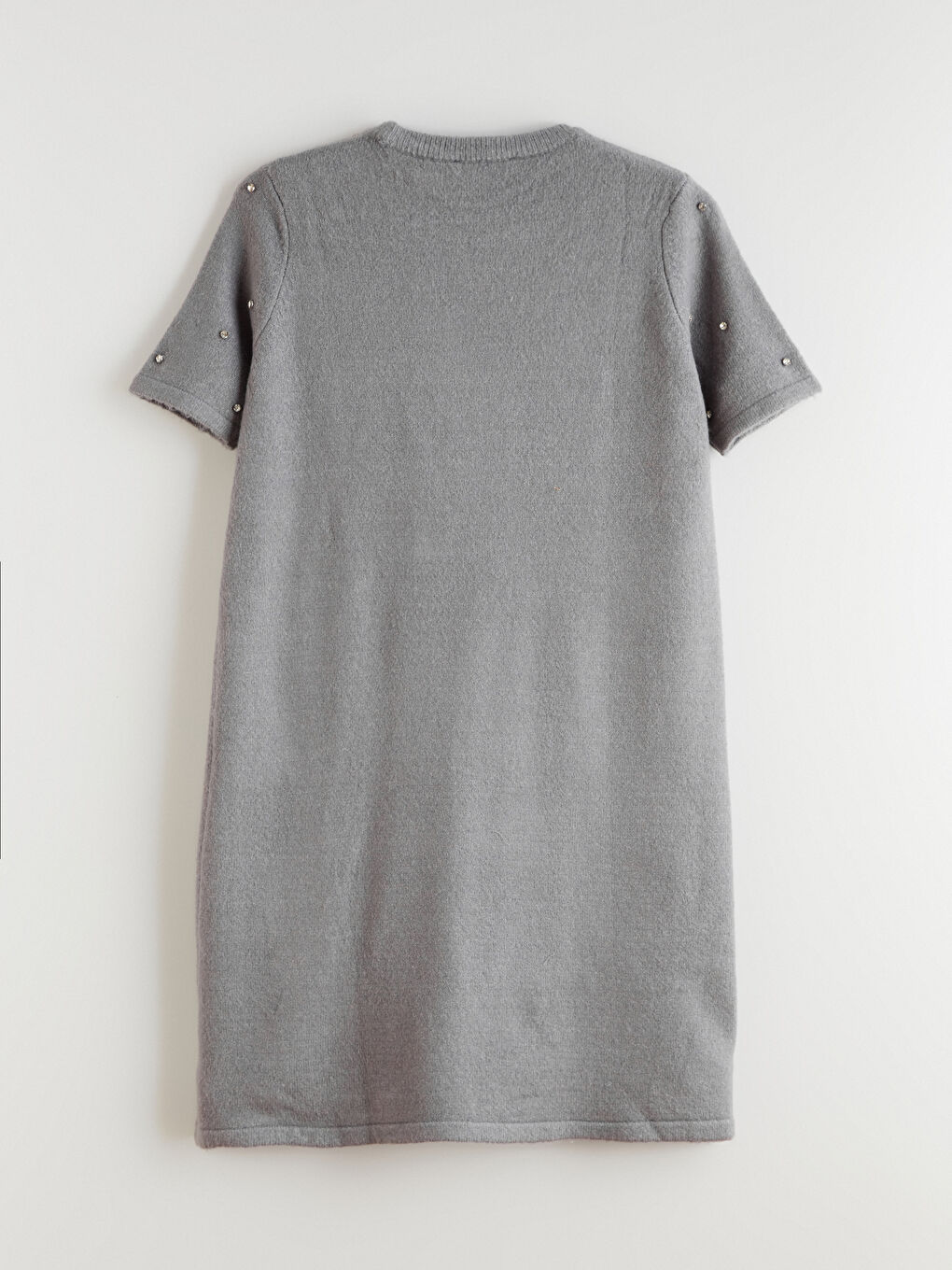 Crew Neck Rhinestone Embellished Mini Knitwear Dress-5