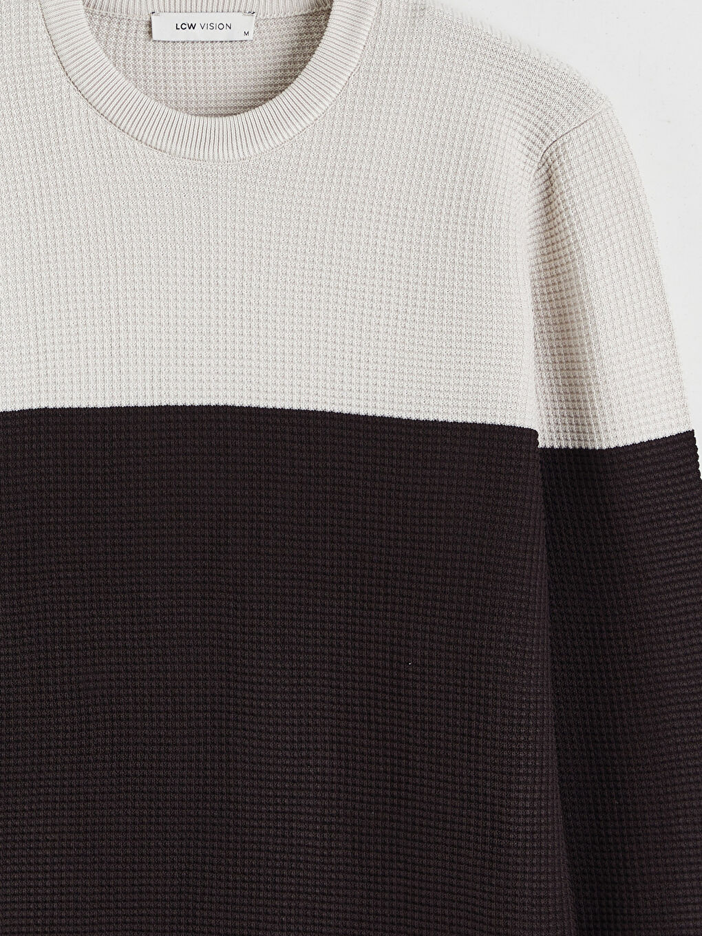 Kahverengi Bisiklet Yaka Renk Bloklu Erkek Triko Kazak-5