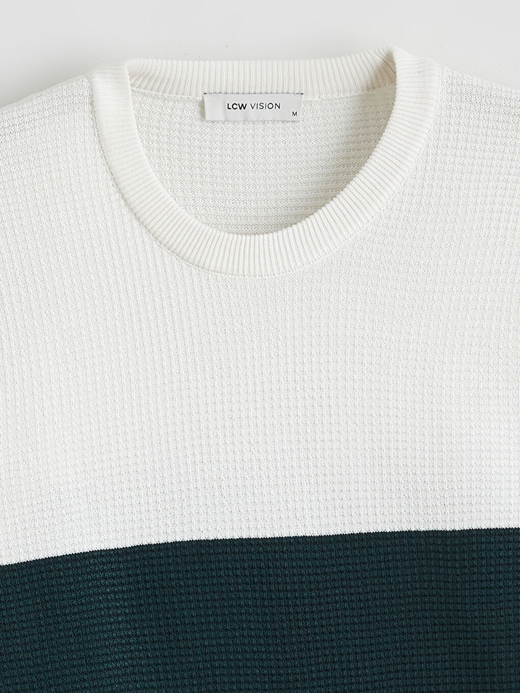 Yeşil Bisiklet Yaka Renk Bloklu Erkek Triko Kazak-5