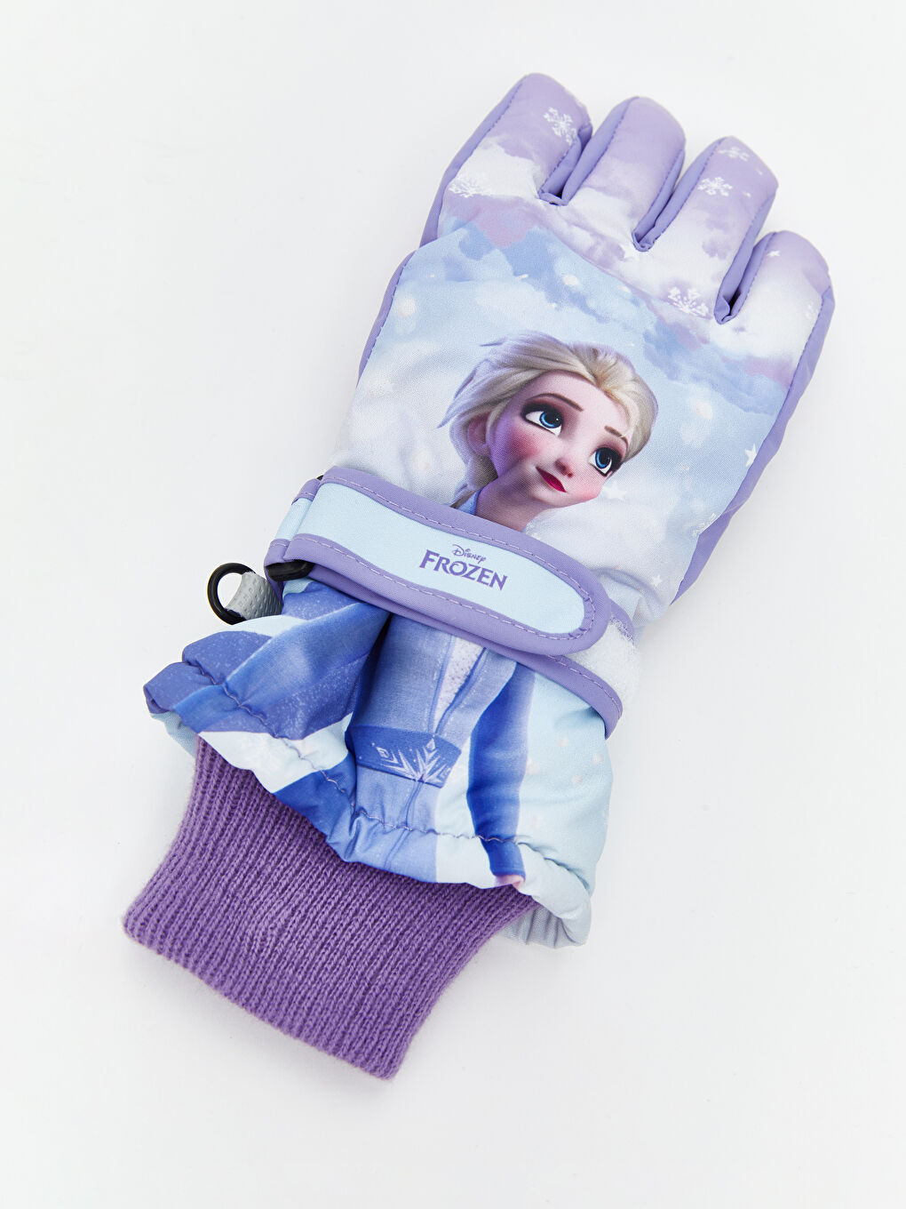 Gri Elsa Baskılı Kız Çocuk Kar Eldiveni-1