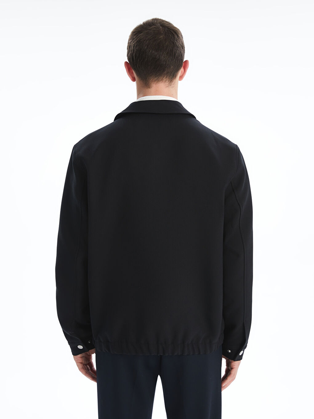 Siyah Standart Kalıp Gömlek Yaka Erkek Mont-4