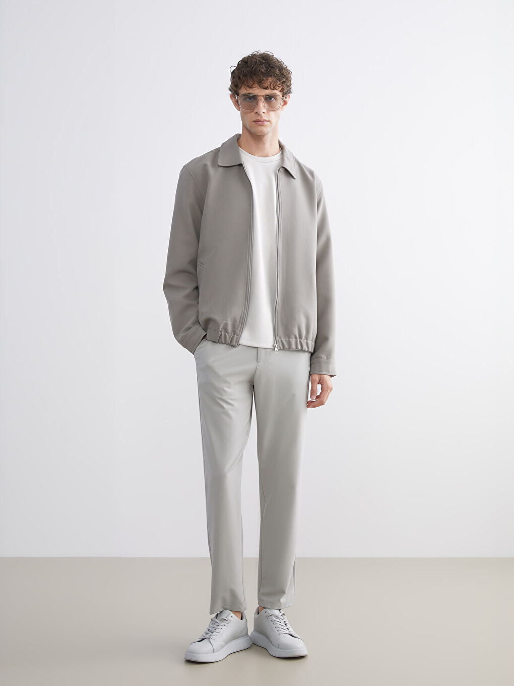 Yeşil Standart Kalıp Gömlek Yaka Erkek Mont-1