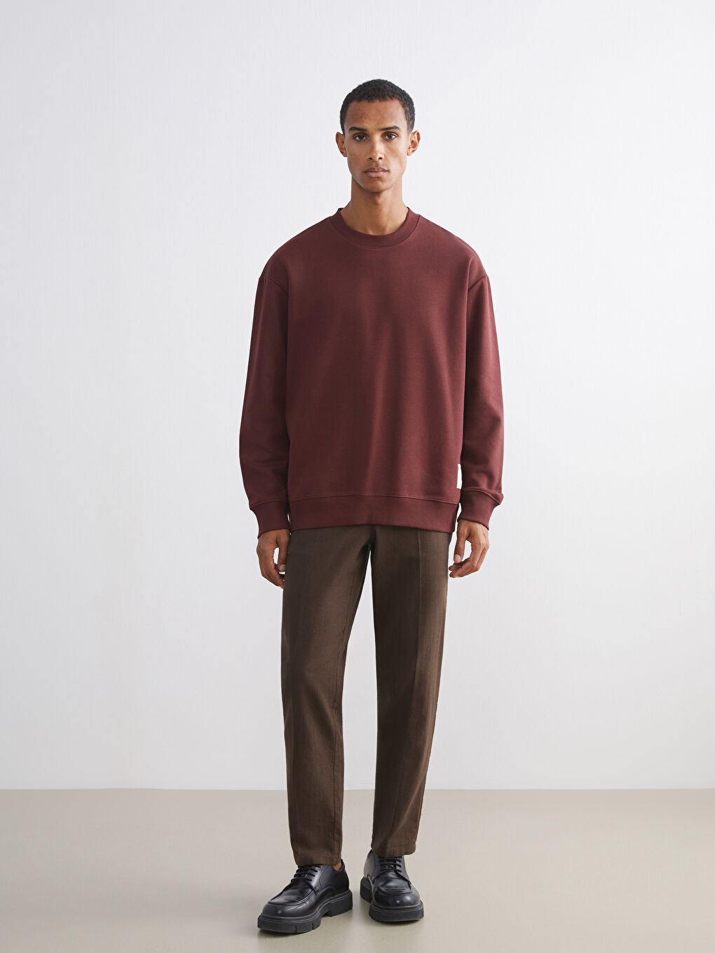 Crew Neck Men's Thick Sweatshirt-1