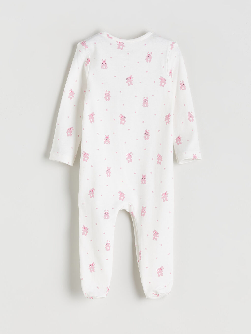 Ekru Tavşan Baskılı Patikli Tulum-1