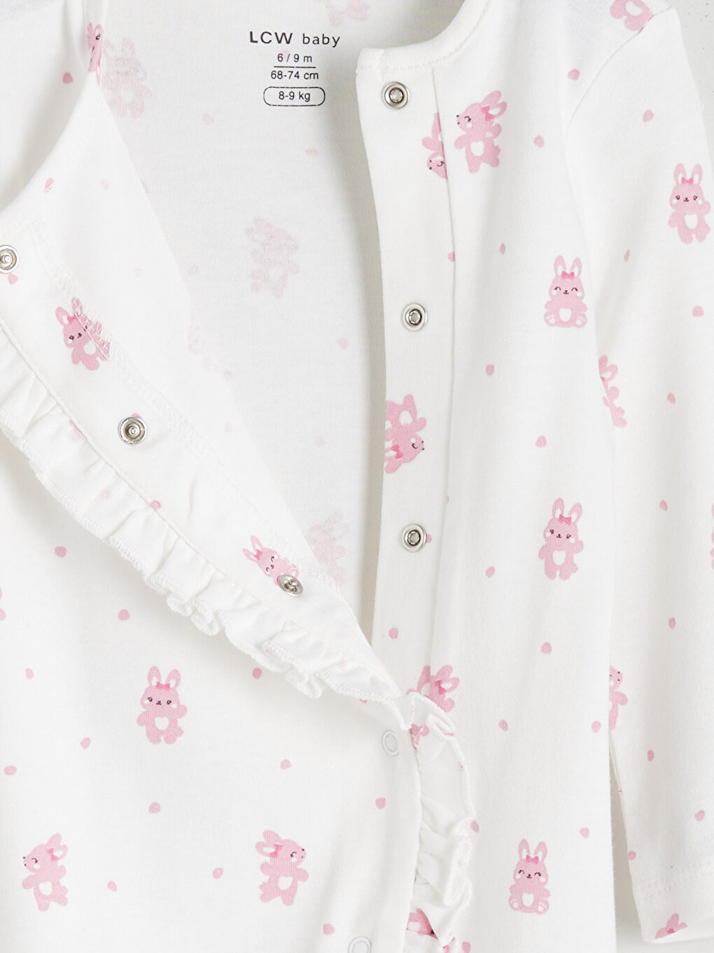 Ekru Tavşan Baskılı Patikli Tulum-3