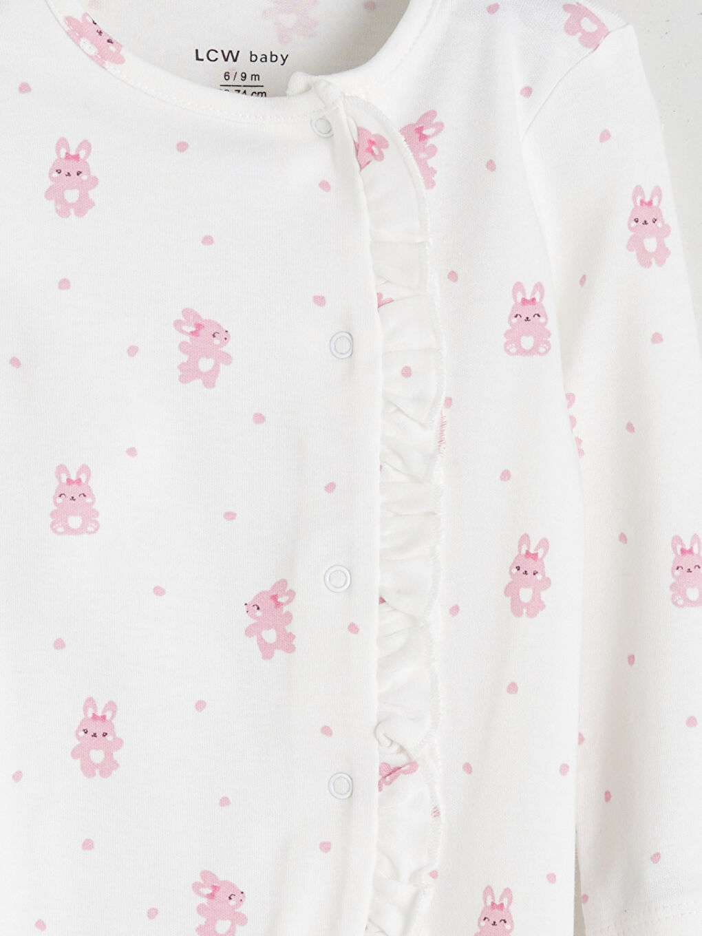 Ekru Baskılı Kız Bebek Tulum-4