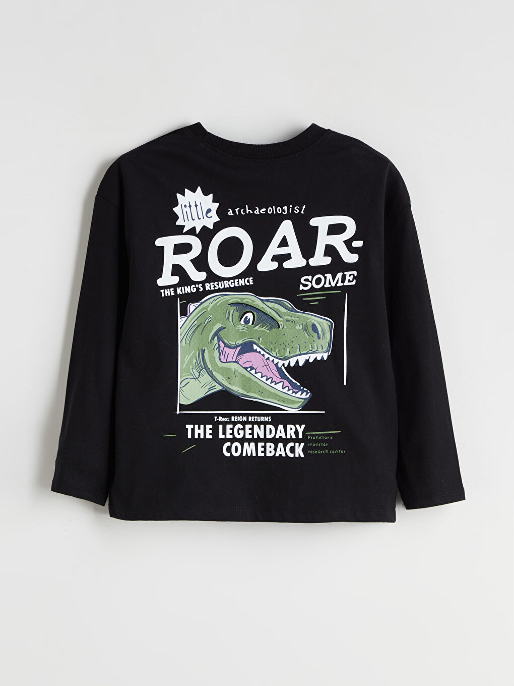 Siyah Bisiklet Yaka Baskılı Erkek Çocuk Tişört-2