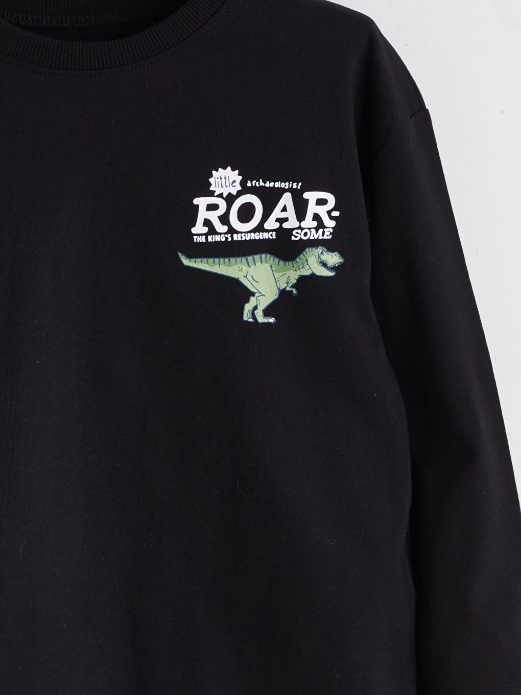 Siyah Bisiklet Yaka Baskılı Erkek Çocuk Tişört-3