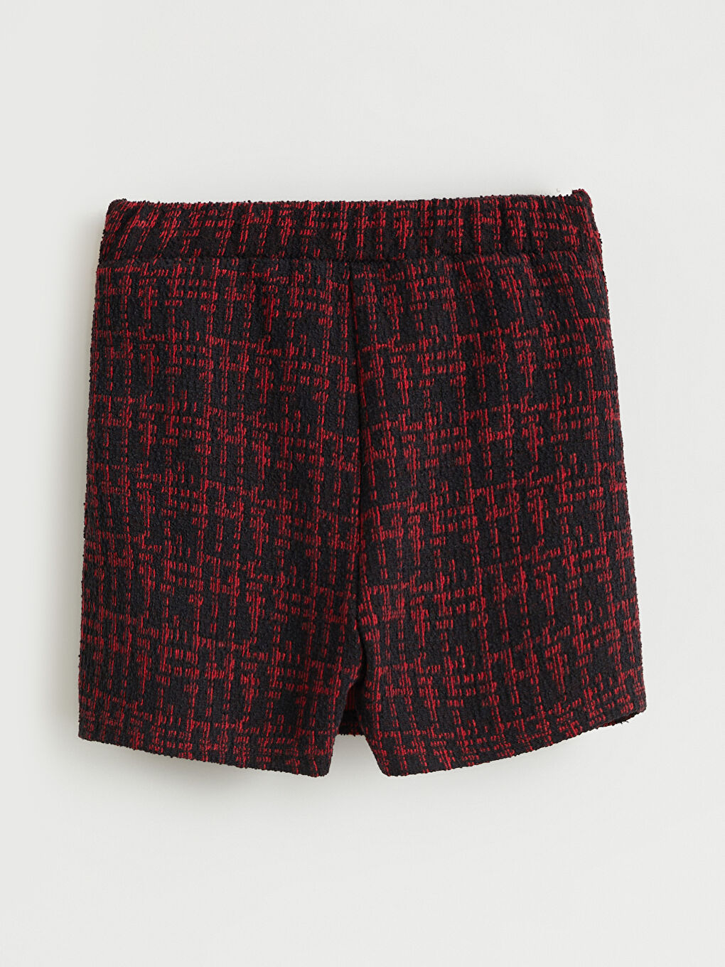 Kırmızı Beli Lastikli Ekose Kız Çocuk Şort Etek-1