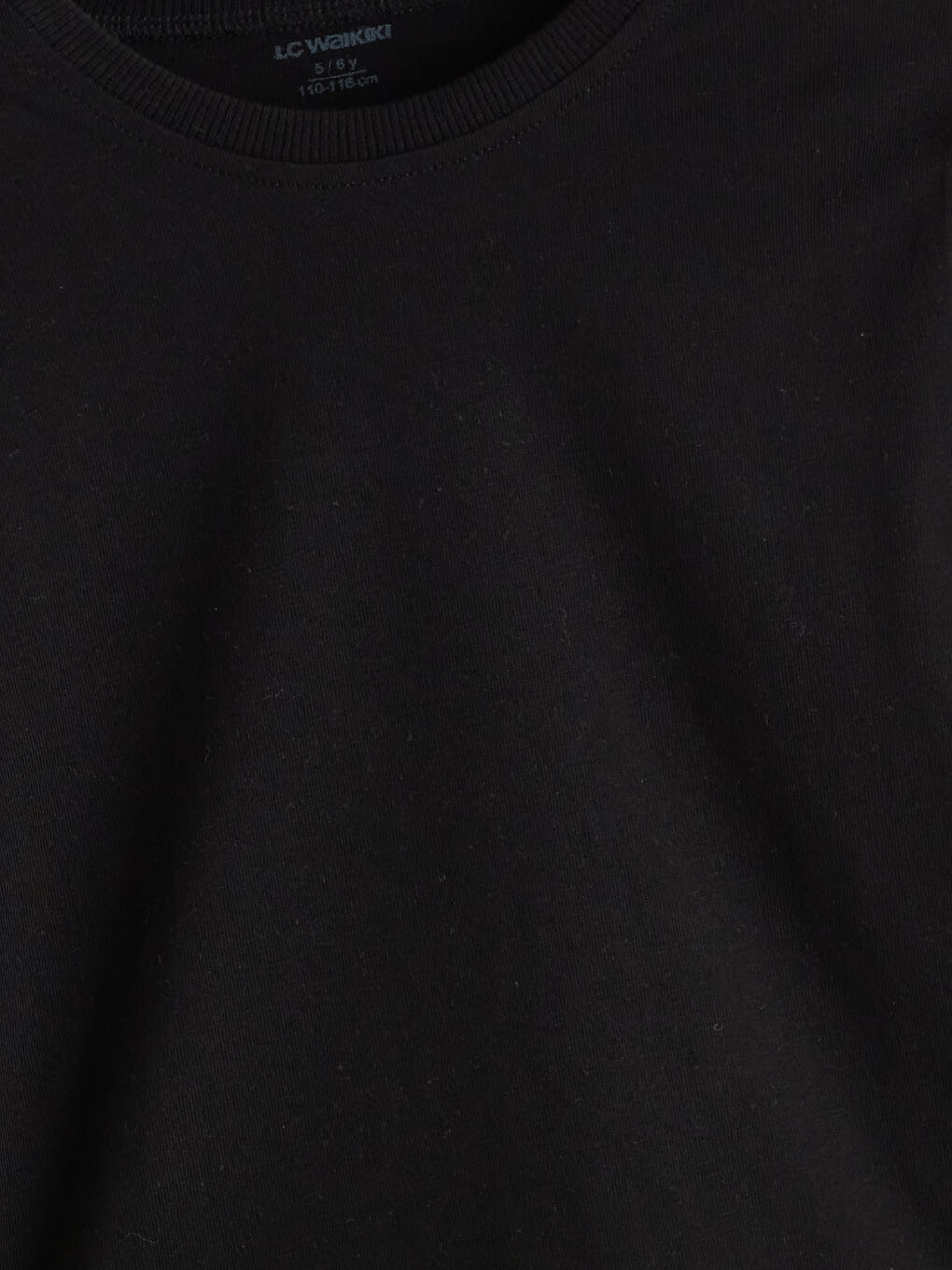 Siyah Bisiklet Yaka Erkek Çocuk Tişört-1