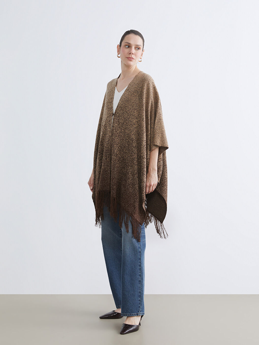 Woman BROWN Poncho-1