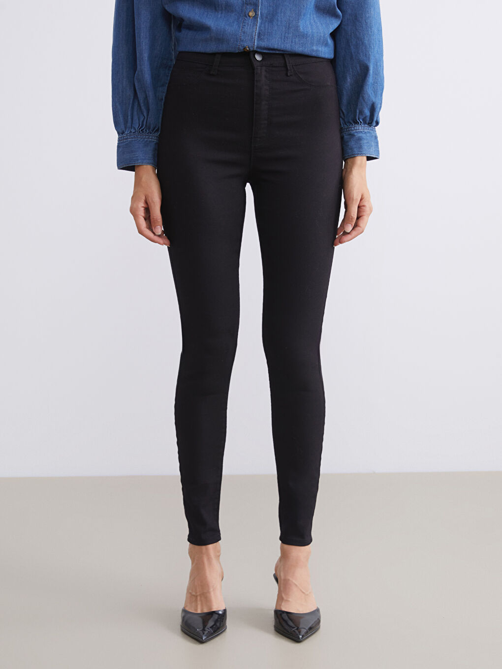 Siyah Jüpiter Süper Skinny Fit Kadın Jean Pantolon-1