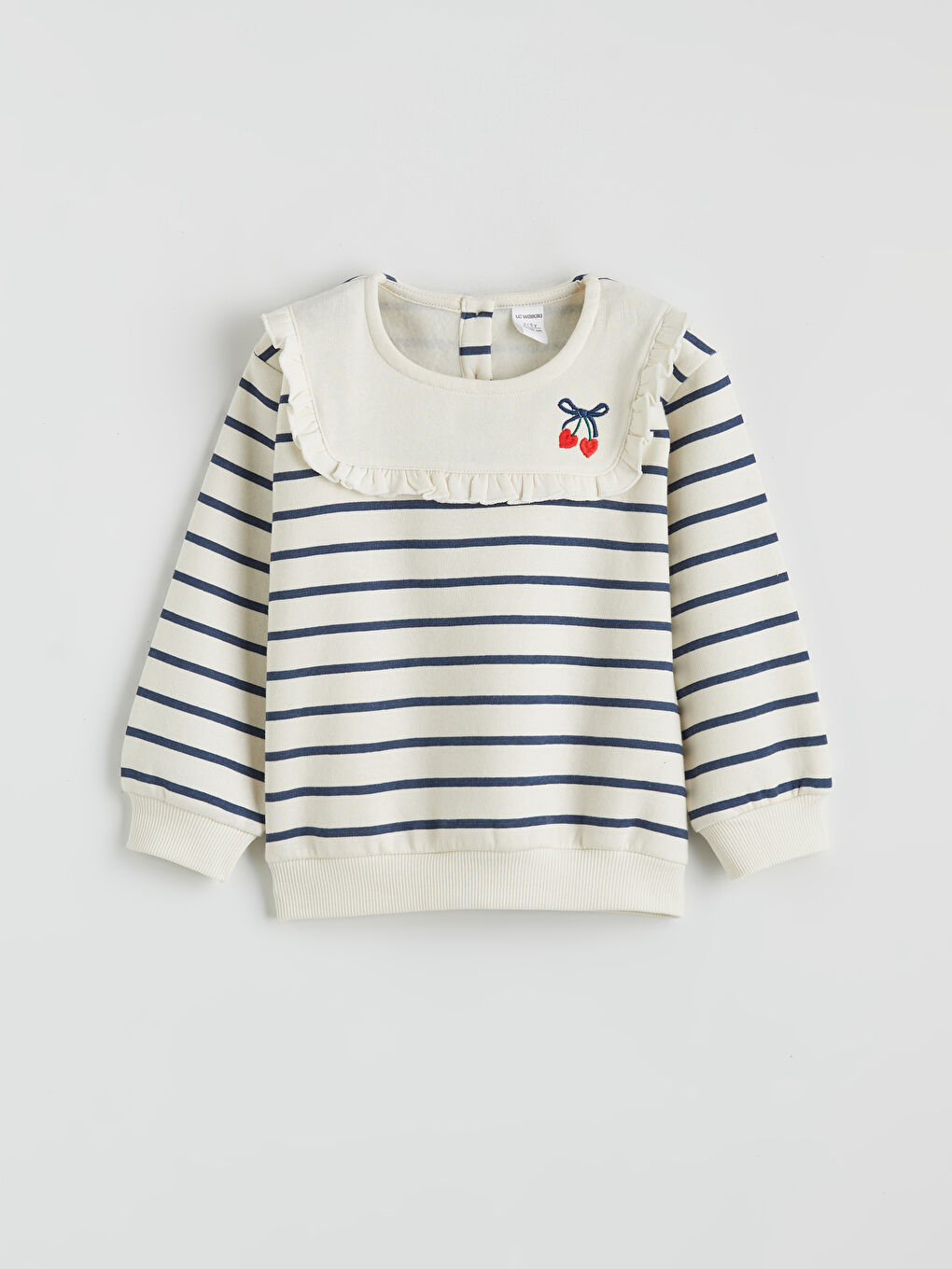 Peter Pan Collar Striped Girls' Sweatshirt and Leggings Set-1