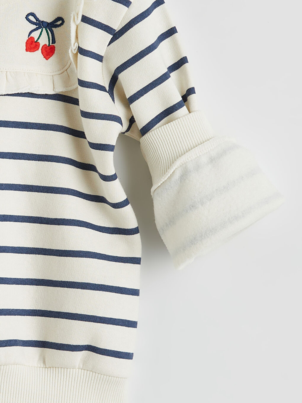 Peter Pan Collar Striped Girls' Sweatshirt and Leggings Set-2