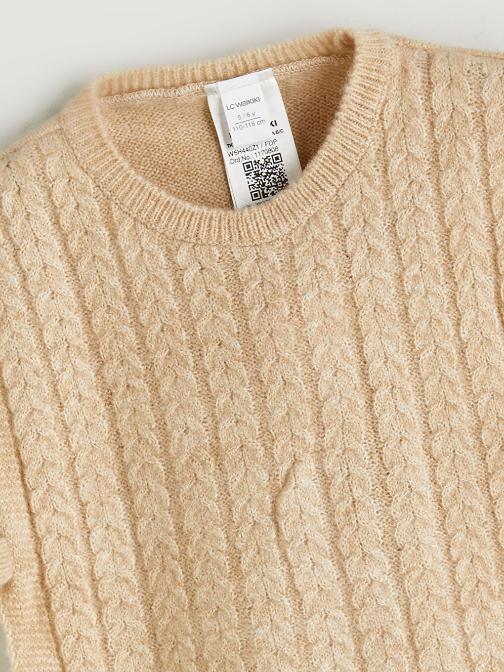 Kahverengi Bisiklet Yaka Kız Çocuk Triko Süveter-1