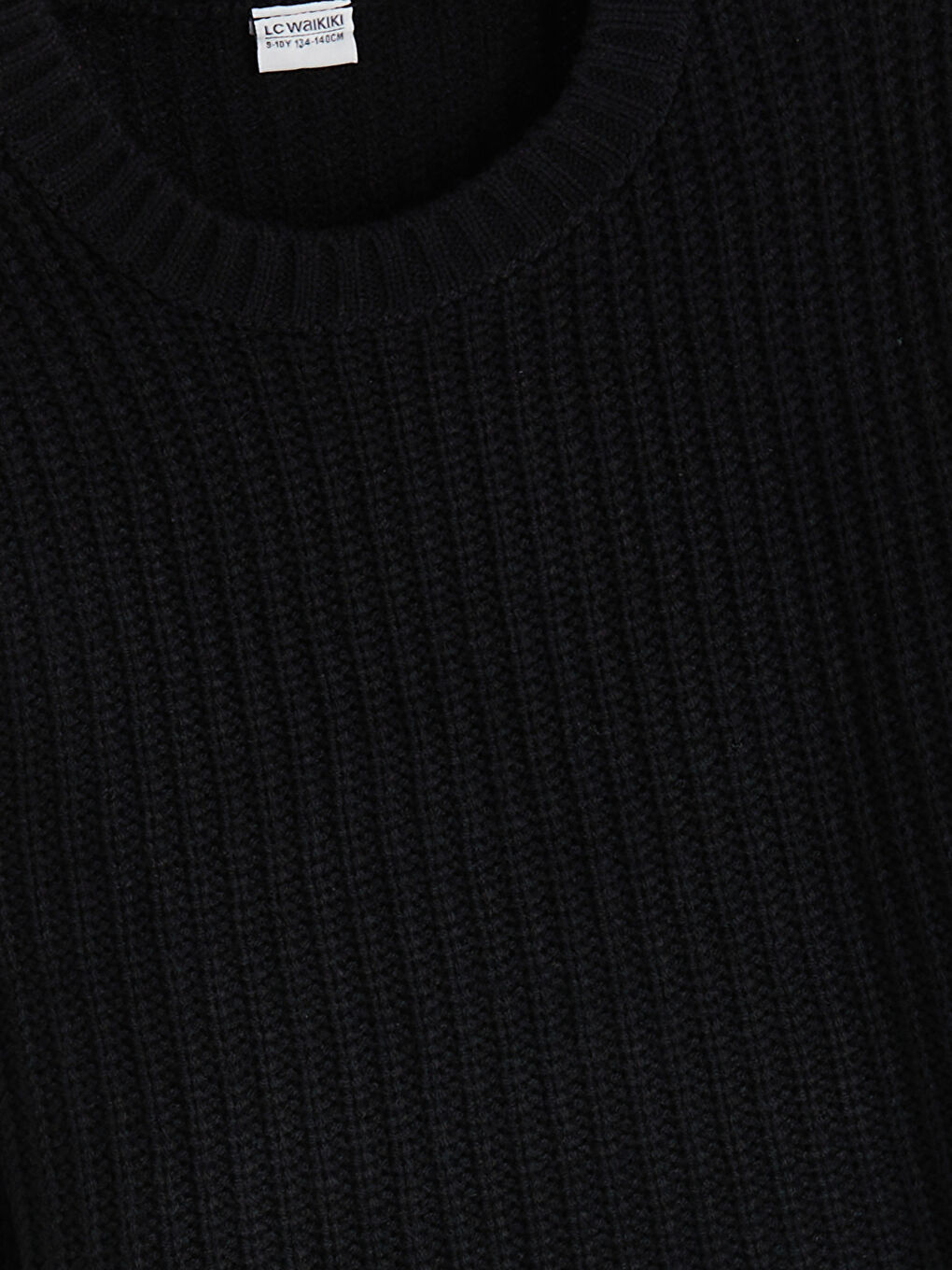 Siyah Bisiklet Yaka Kız Çocuk Triko Kazak-1