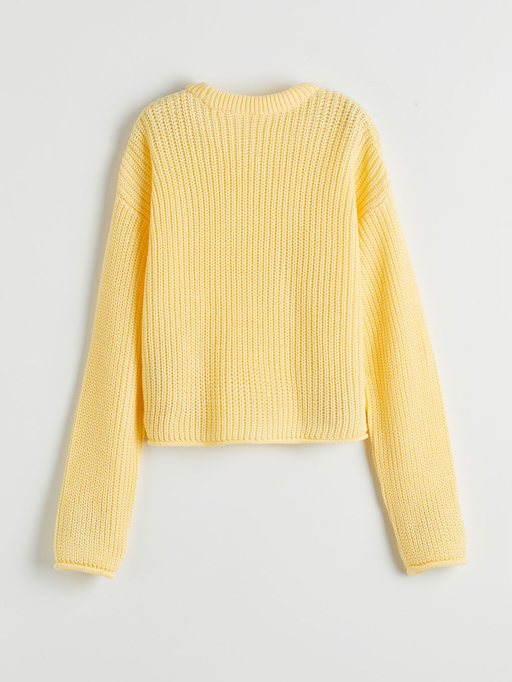 Sarı Bisiklet Yaka Kız Çocuk Triko Kazak-1