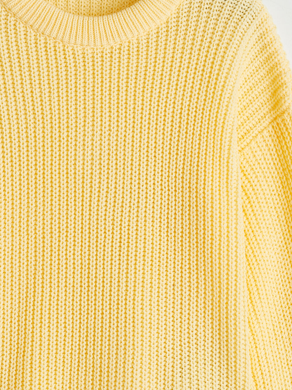 Sarı Bisiklet Yaka Kız Çocuk Triko Kazak-2