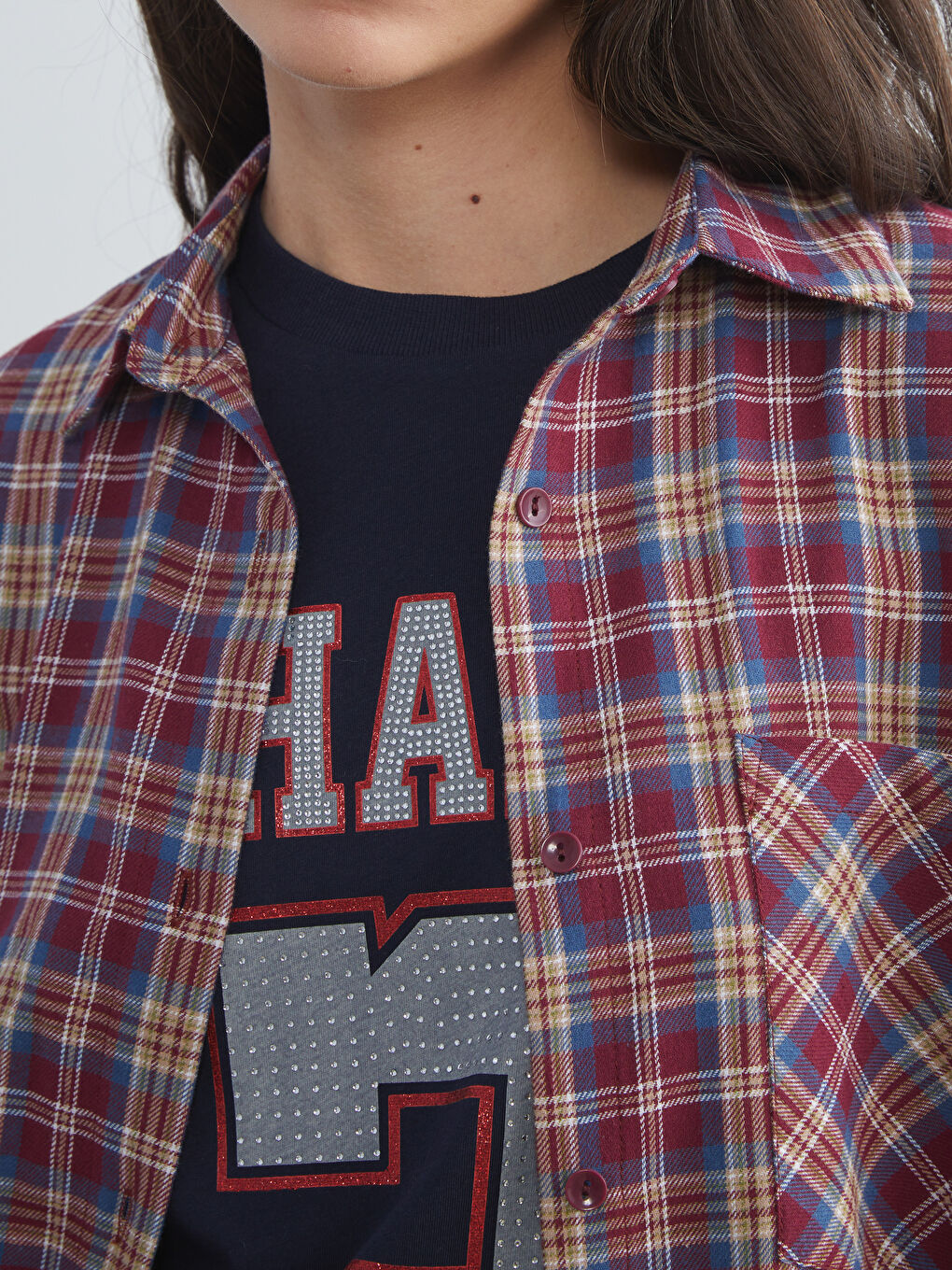 XSIDE Plaid Oversize Women's Flannel Shirt Jacket -W5H407Z8-LLH