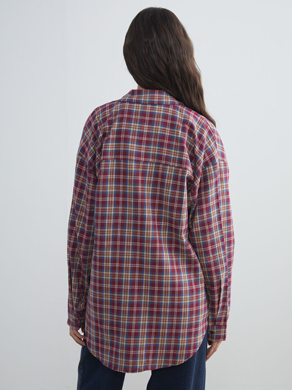 XSIDE Plaid Oversize Women's Flannel Shirt Jacket -W5H407Z8-LLH