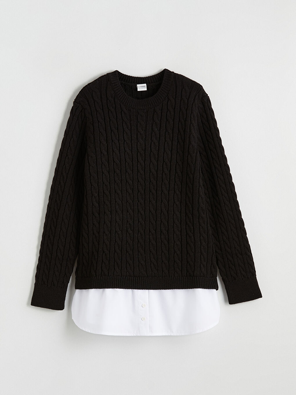 Siyah Bisiklet Yaka Kız Çocuk Triko Kazak