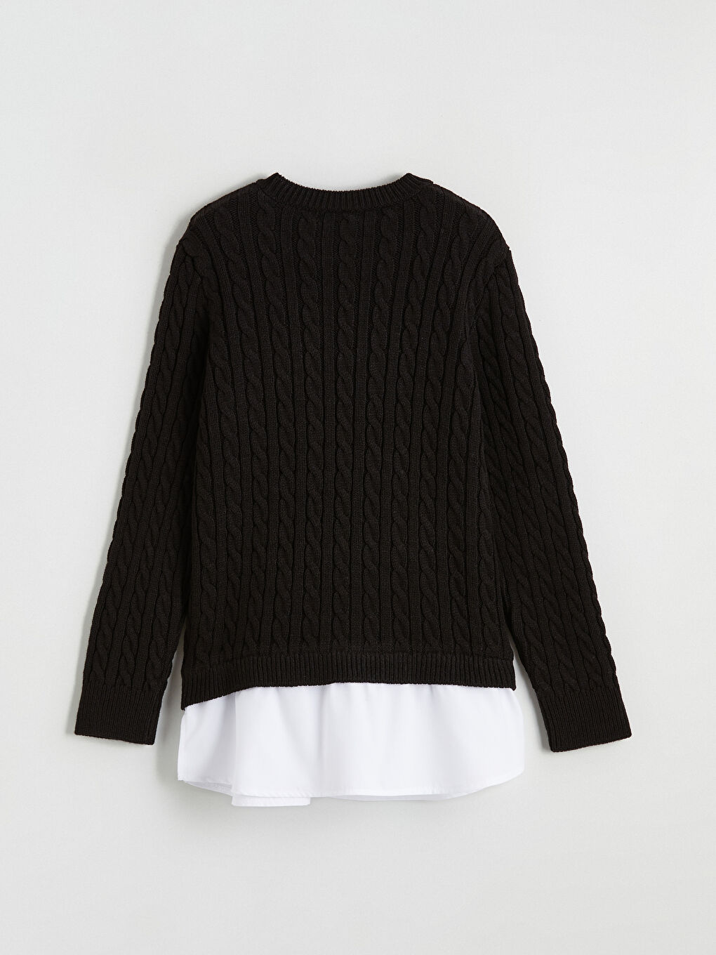 Siyah Bisiklet Yaka Kız Çocuk Triko Kazak-2