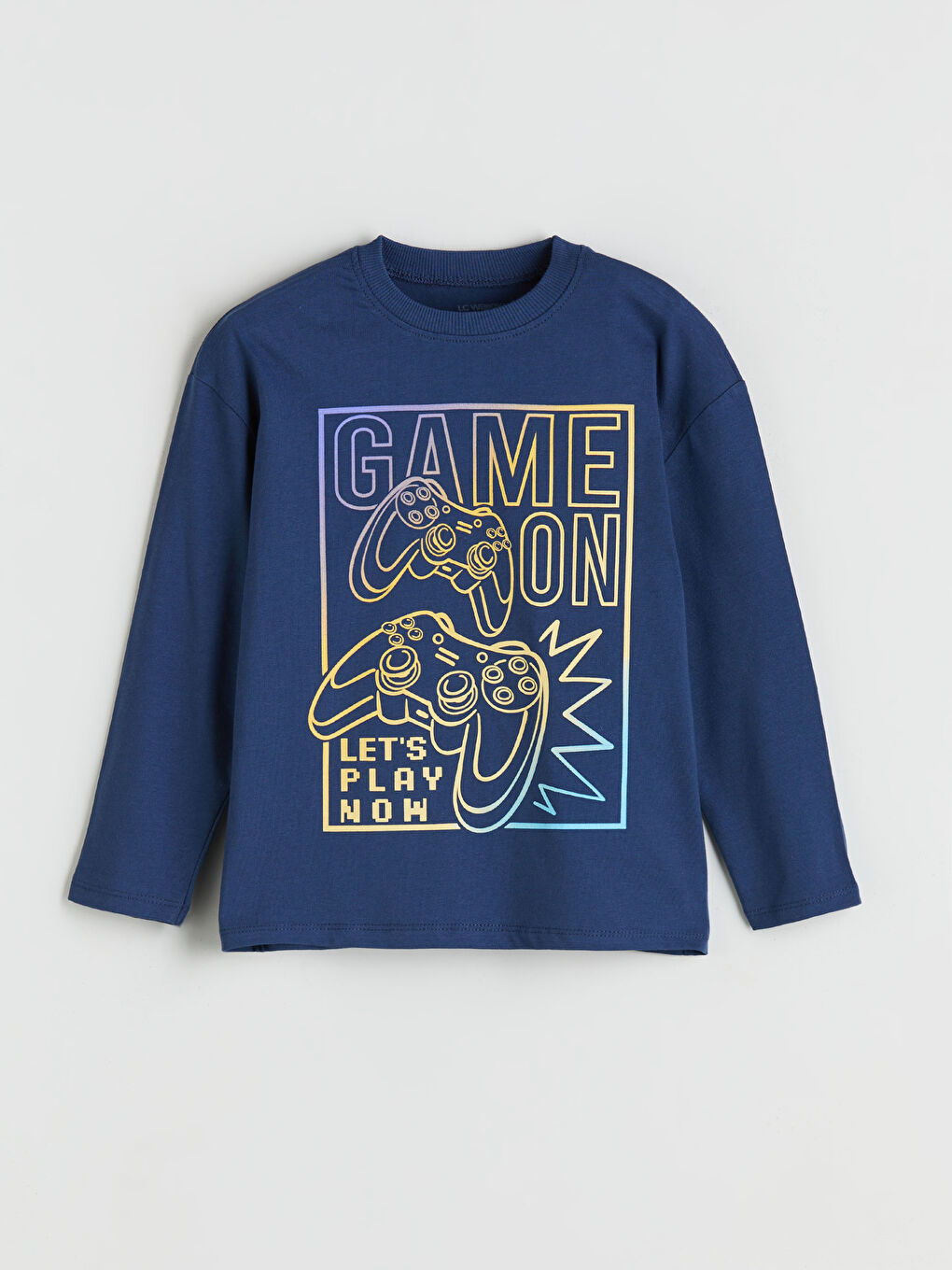 Bej Bisiklet Yaka Baskılı Uzun Kollu Erkek Çocuk Tişört 2'li-4