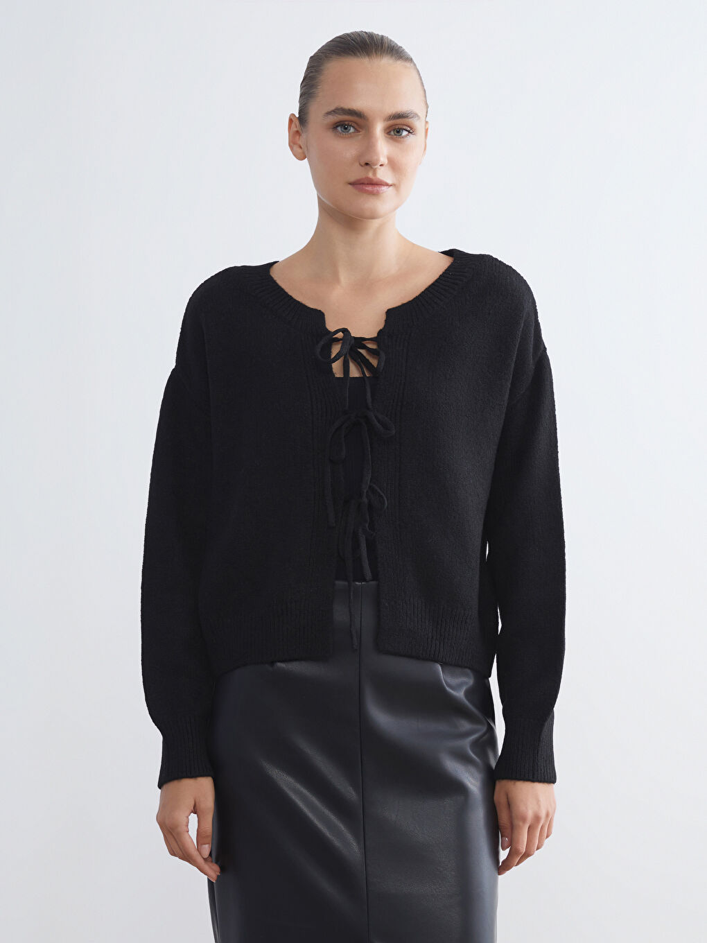 Tie Neck Women's Knitwear Cardigan