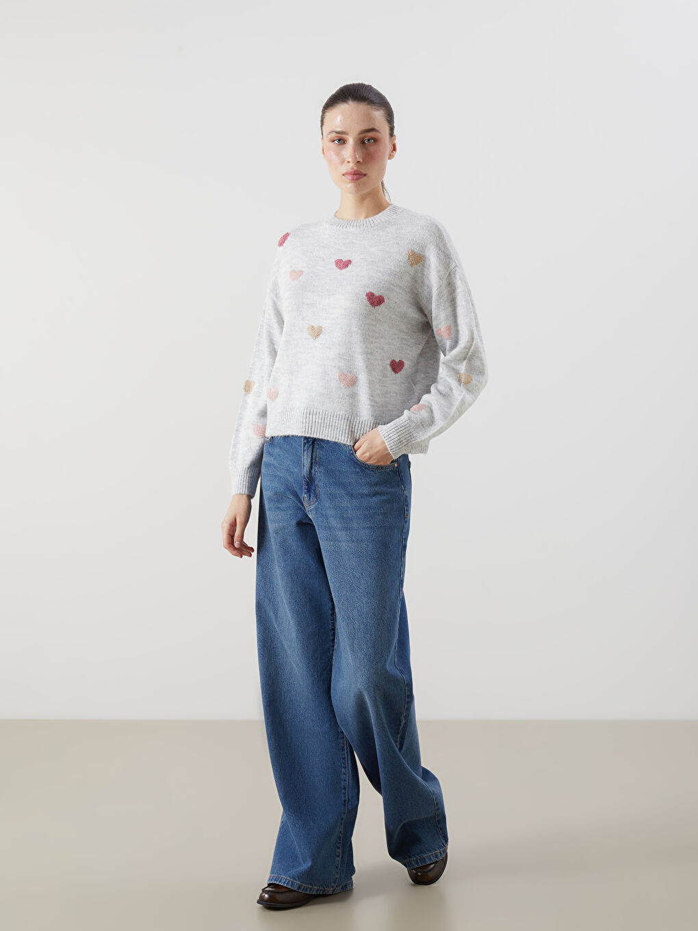 Crew Neck Patterned Women's Knitwear Sweater-1