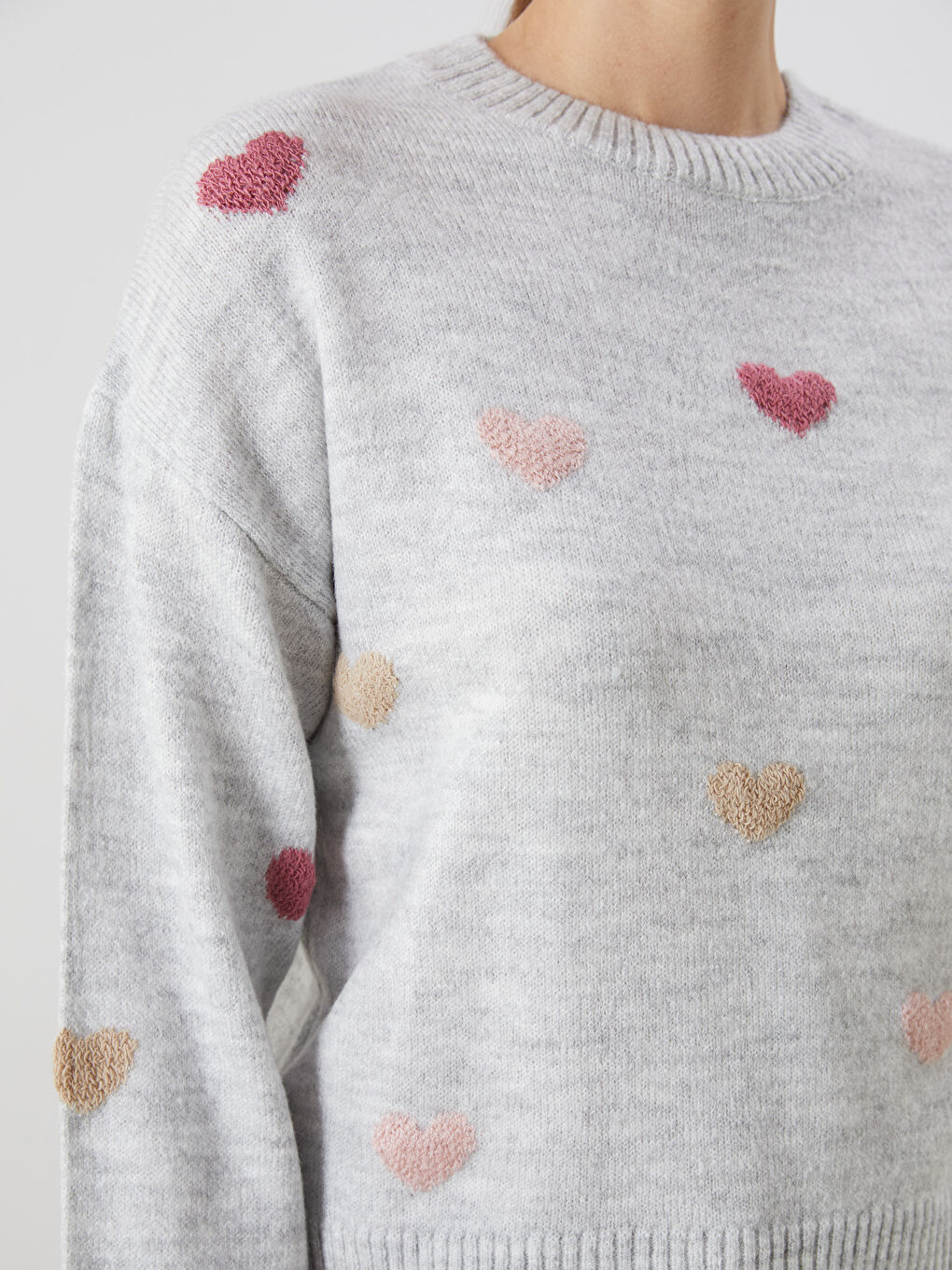 Crew Neck Patterned Women's Knitwear Sweater-2