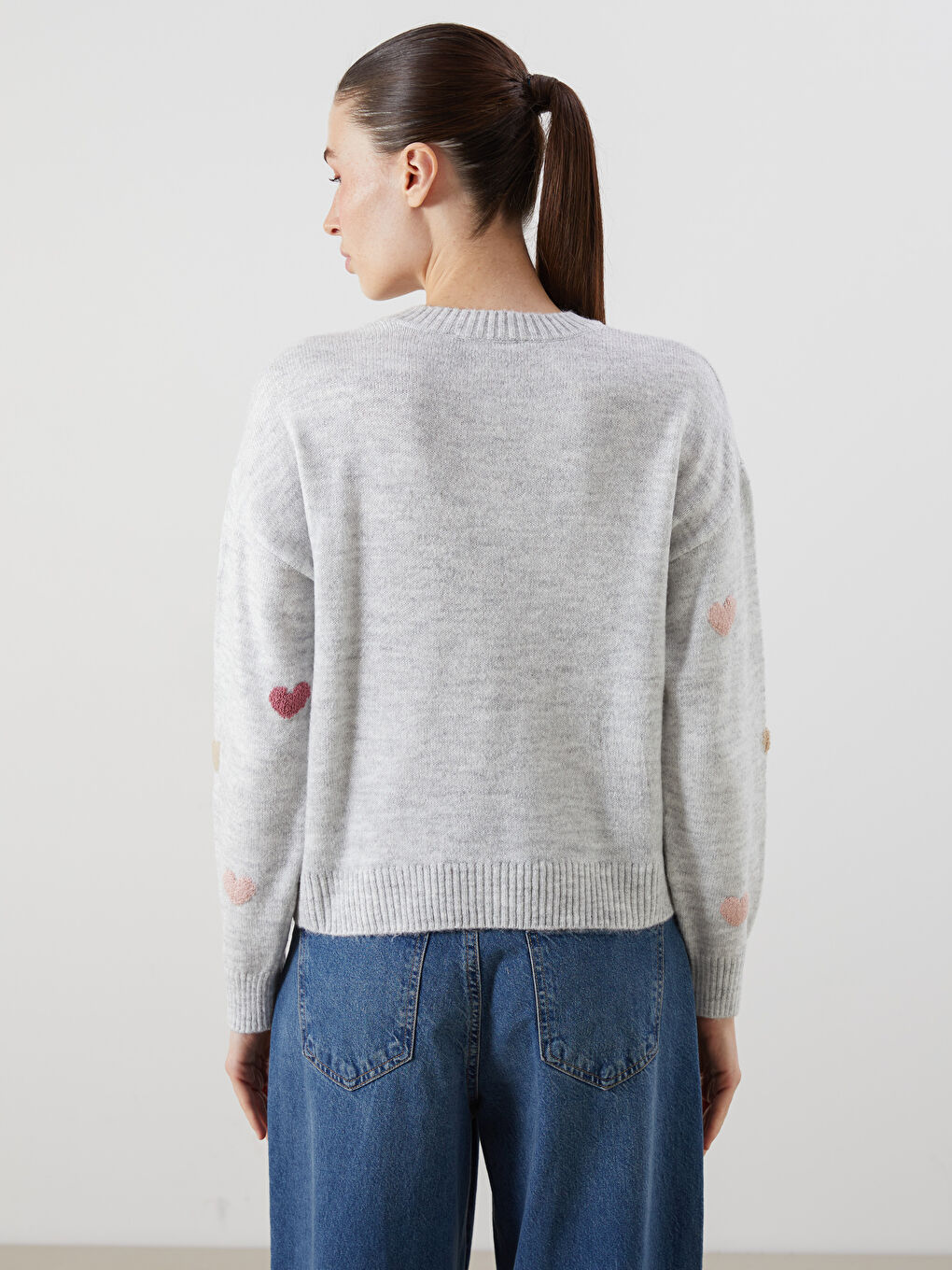 Crew Neck Patterned Women's Knitwear Sweater-3