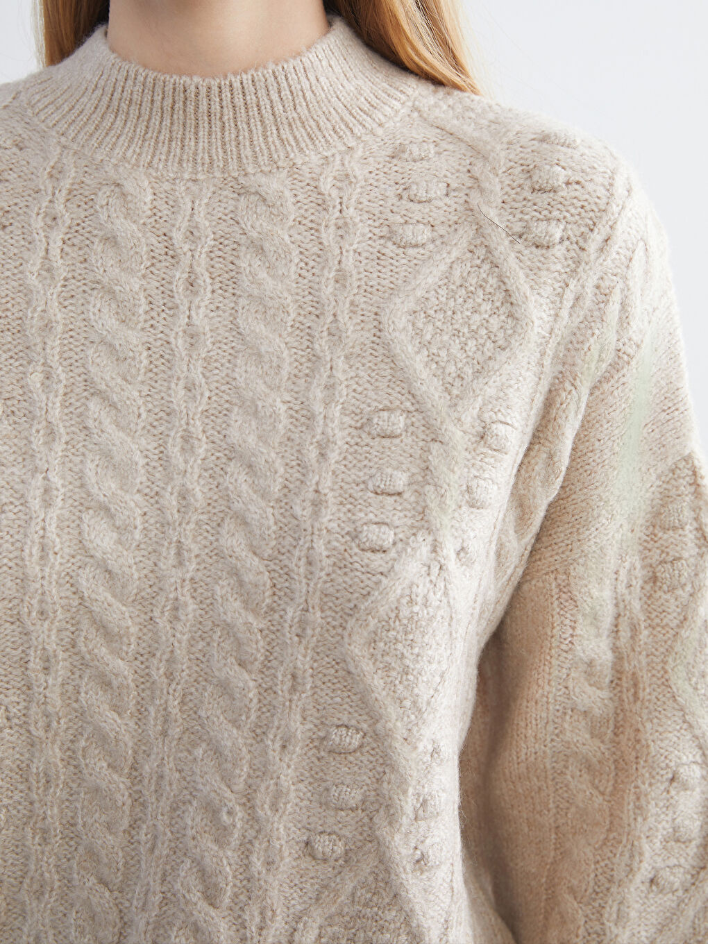 Half Turtleneck Self-Patterned Women's Knitwear Sweater-2