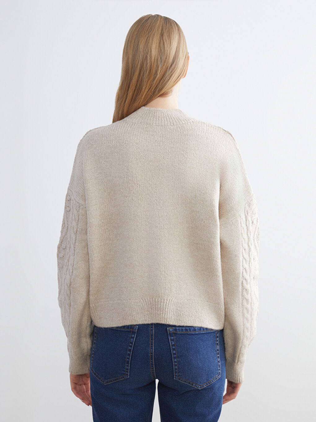 Half Turtleneck Self-Patterned Women's Knitwear Sweater-3