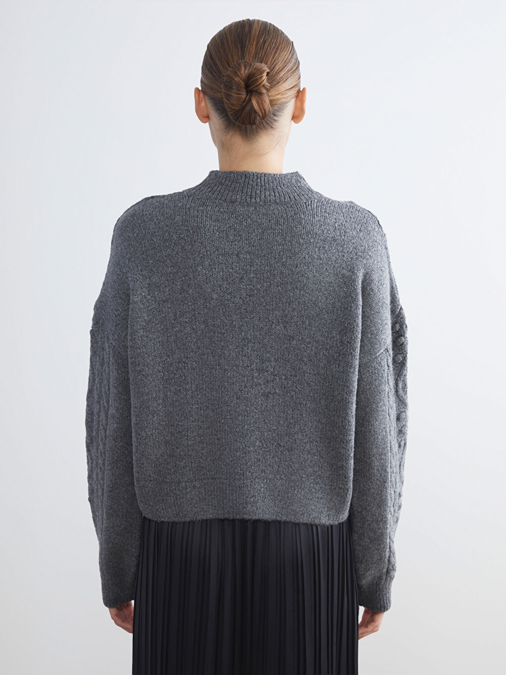 Half Turtleneck Self-Patterned Women's Knitwear Sweater-3