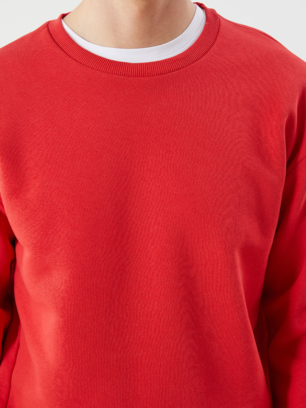 Kırmızı Bisiklet Yaka Erkek Sweatshirt-2