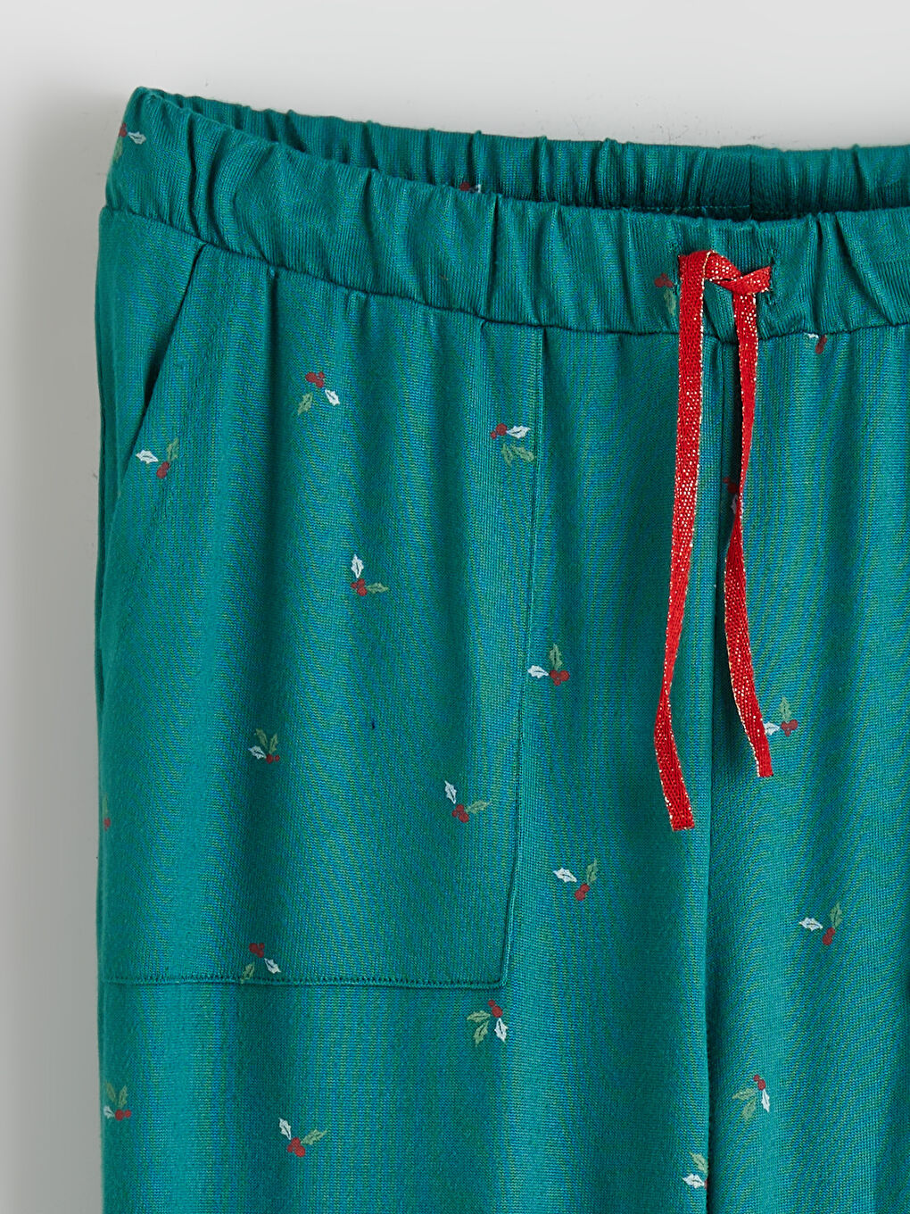 Turkuaz Bisiklet Yaka Desenli Kadın Pijama Takım-8