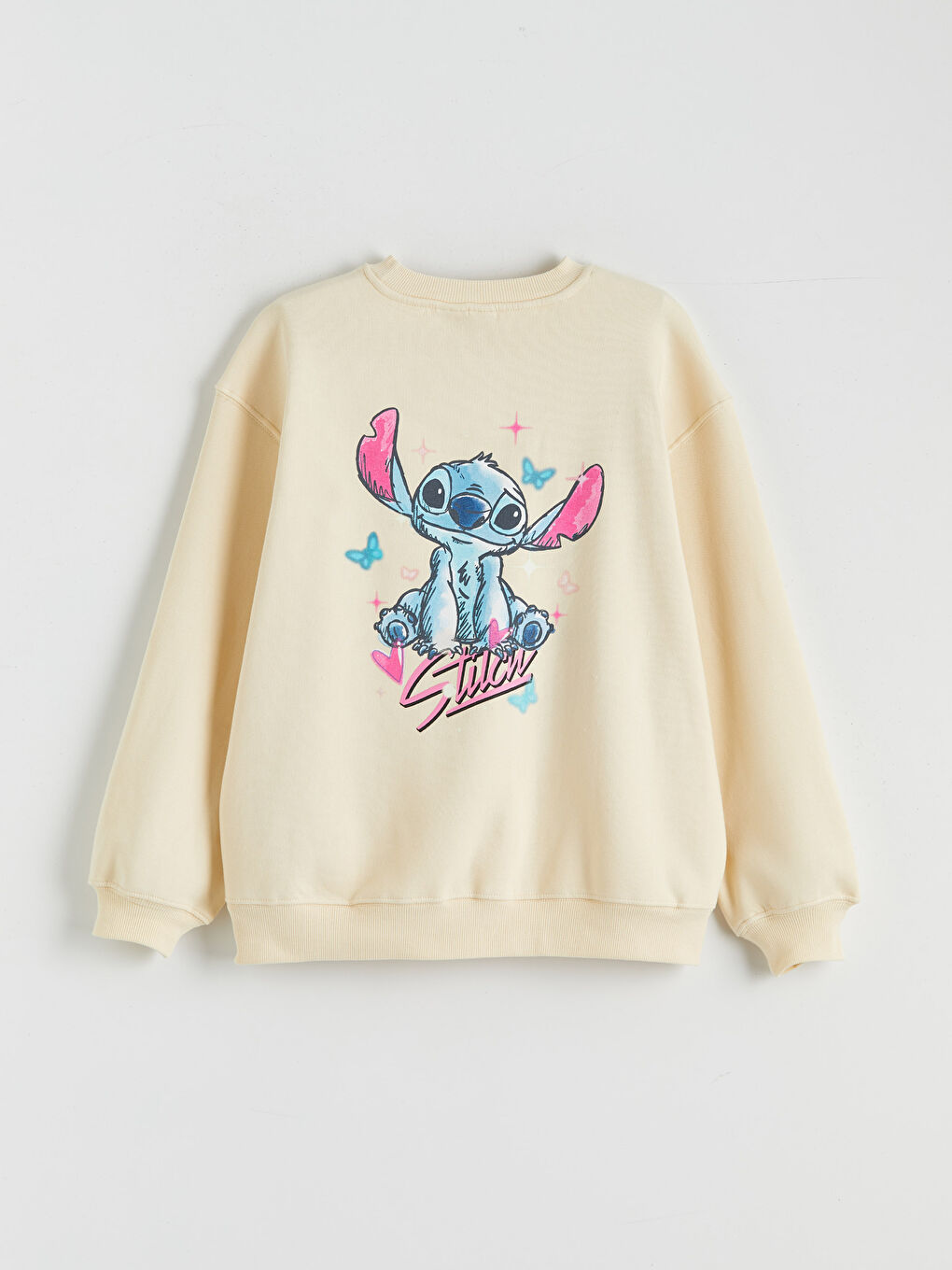 Crew Neck Stitch Printed Girls' Thick Sweatshirt-2