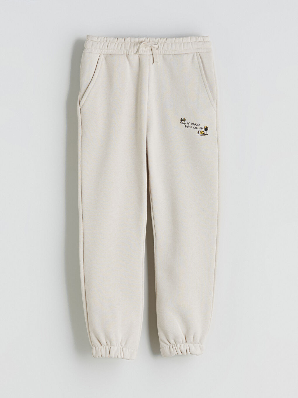 Bej Beli Lastikli Erkek Çocuk Jogger Eşofman Altı
