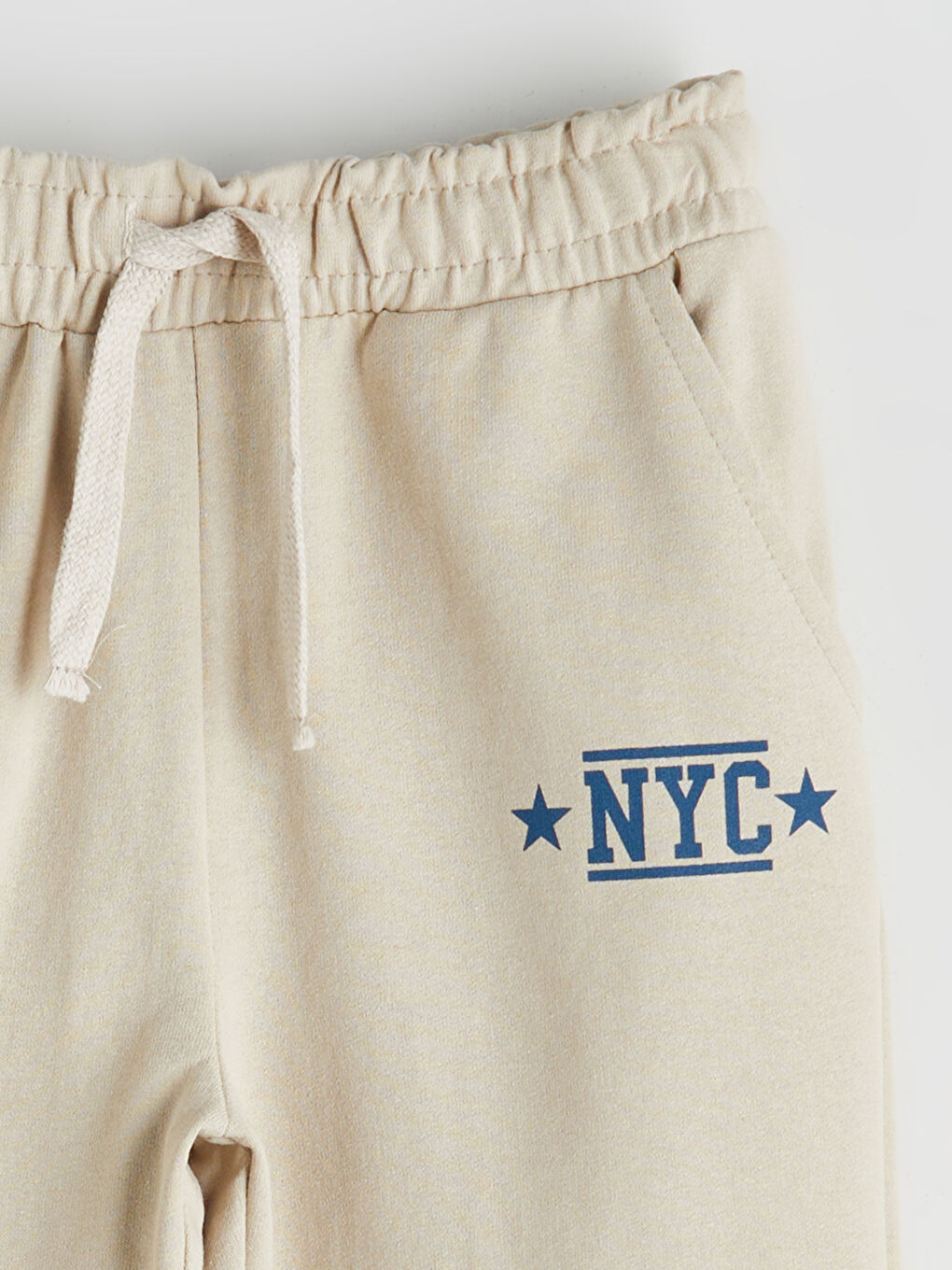 Bej Beli Lastikli Erkek Çocuk Jogger  Eşofman Altı-1