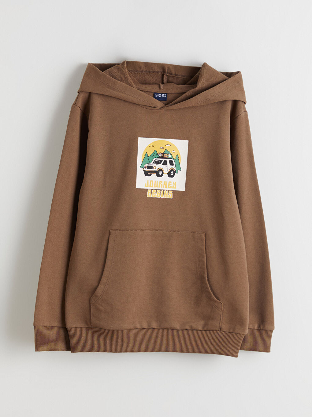 Kahverengi Kapüşonlu Erkek Çocuk Sweatshirt