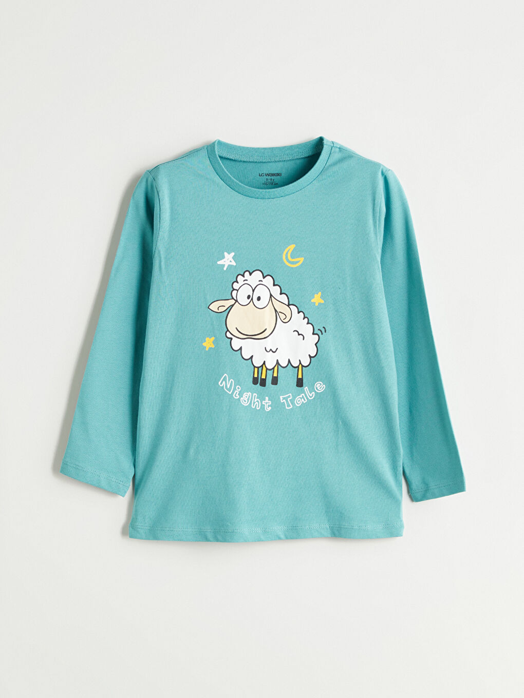 Turkuaz Bisiklet Yaka Baskılı Uzun Kollu Erkek Çocuk Tişört