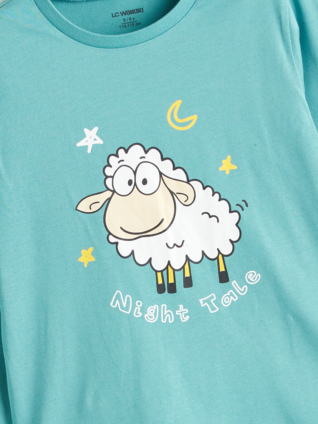 Turkuaz Bisiklet Yaka Baskılı Uzun Kollu Erkek Çocuk Tişört-1