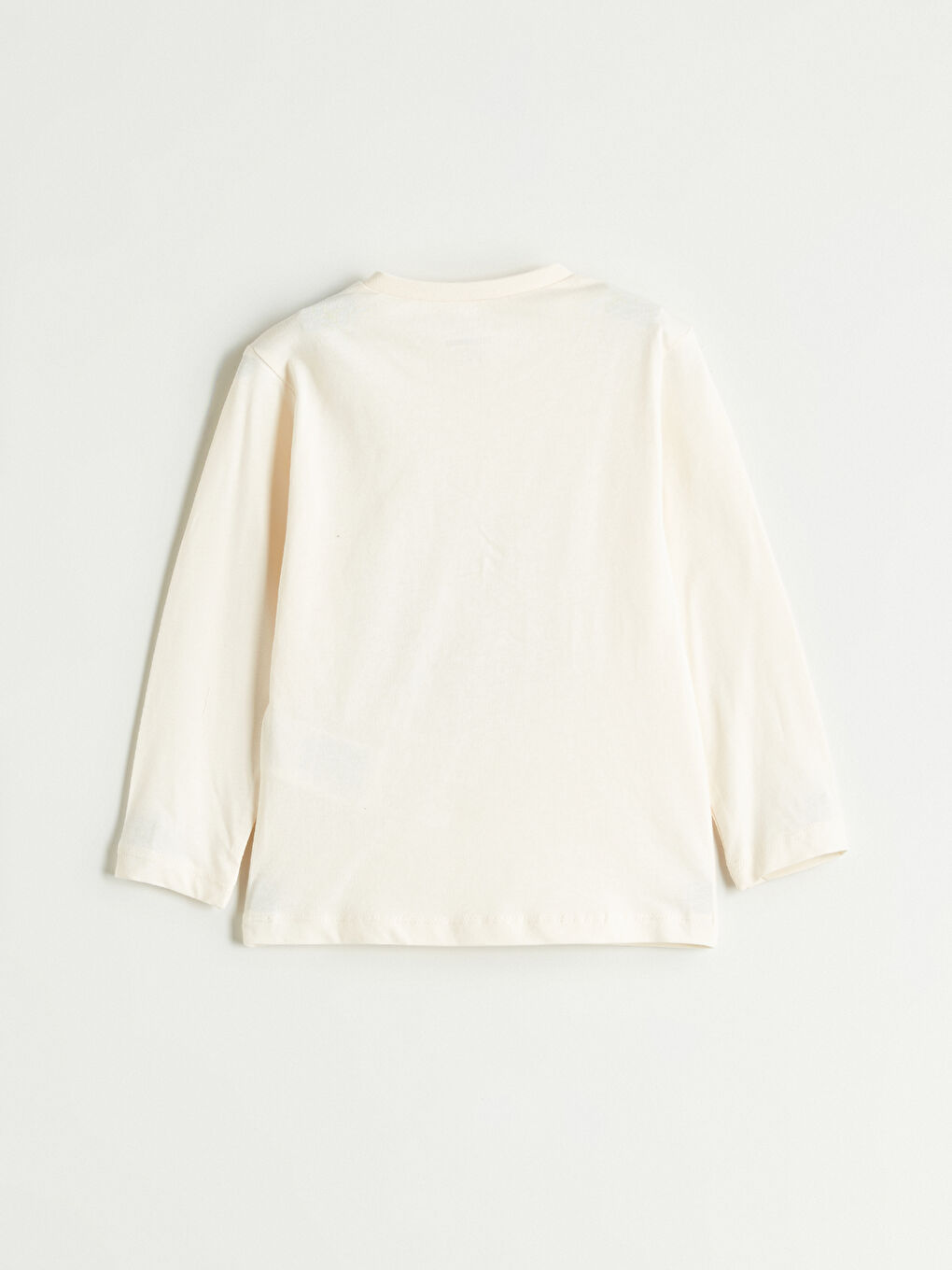 Ekru Bisiklet Yaka Baskılı Uzun Kollu Erkek Bebek Tişört-1