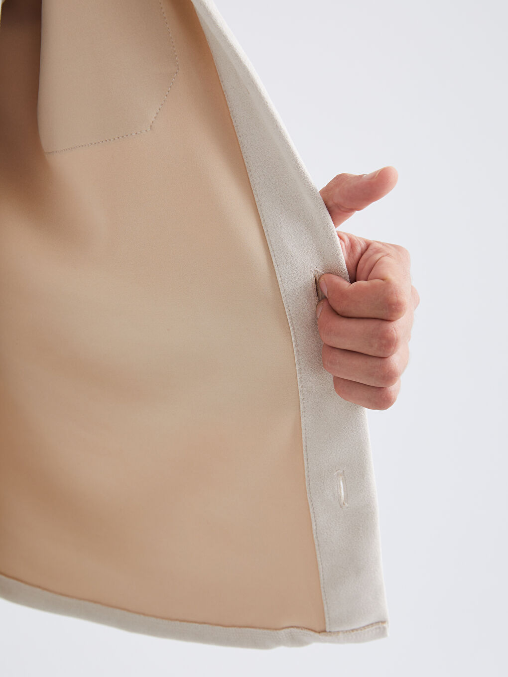 Bej Regular Fit Uzun Kollu Süet Erkek Gömlek Ceket-3