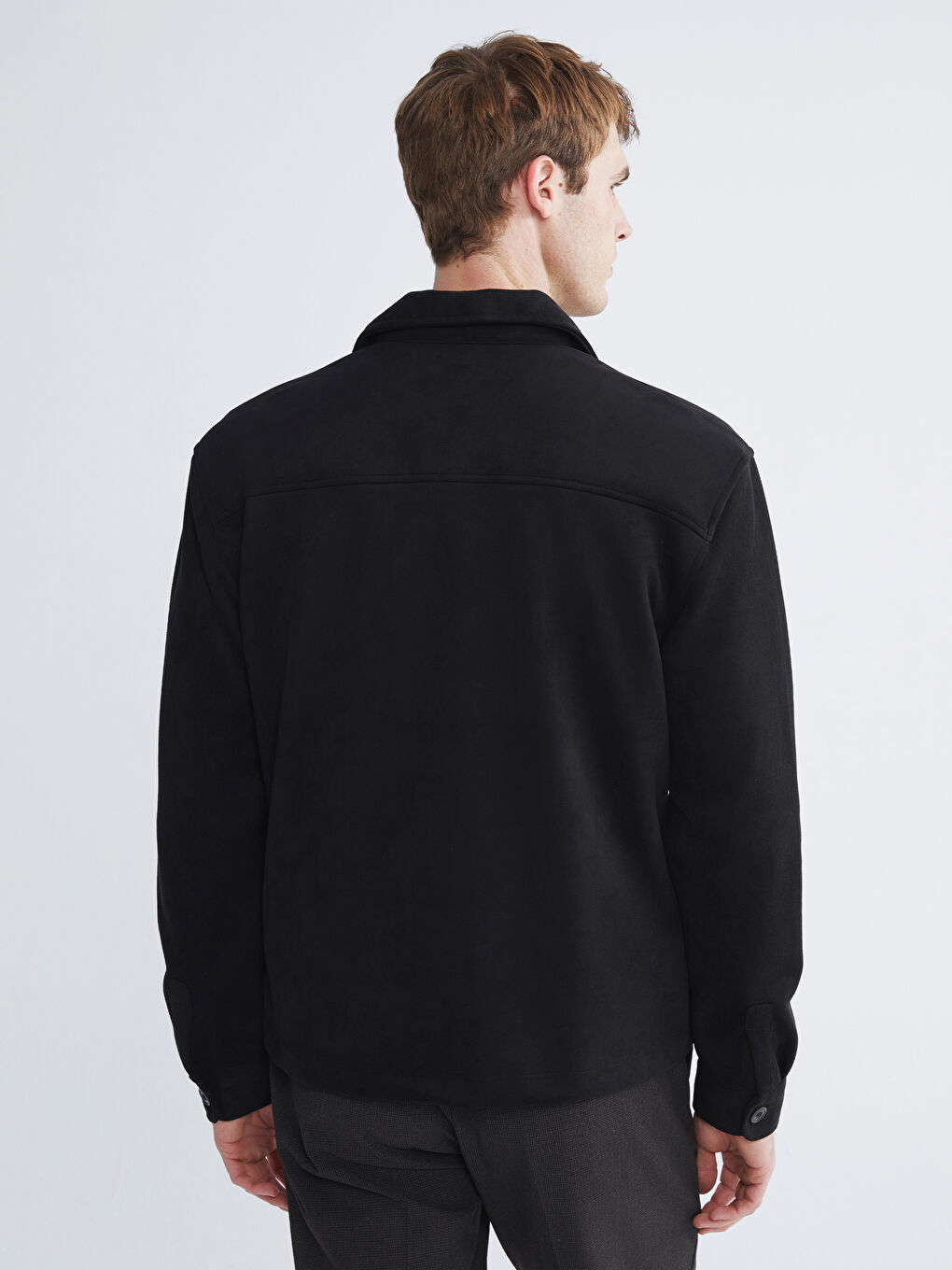 Regular Fit Long Sleeve Suede Men's Shirt Jacket-3