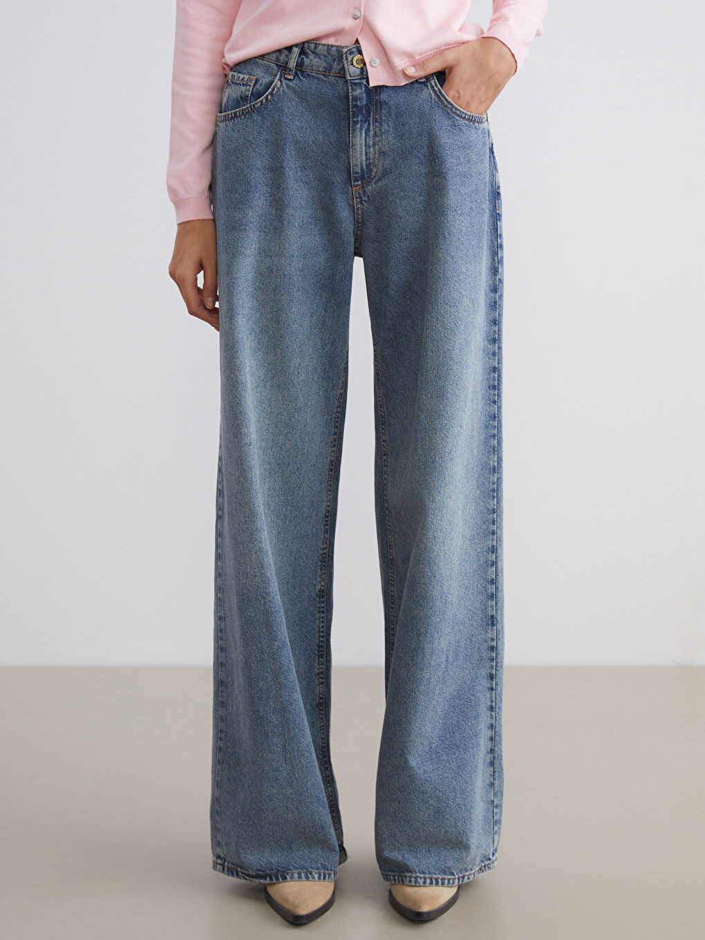 İndigo Baggy Fit Kadın Jean Pantolon-1